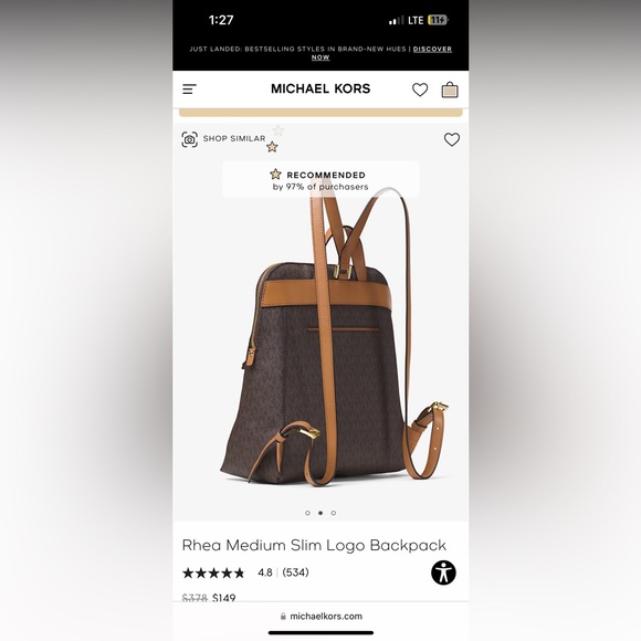 Michael Kors Rhea Medium Slim Logo Backpack - Picture 4 of 16